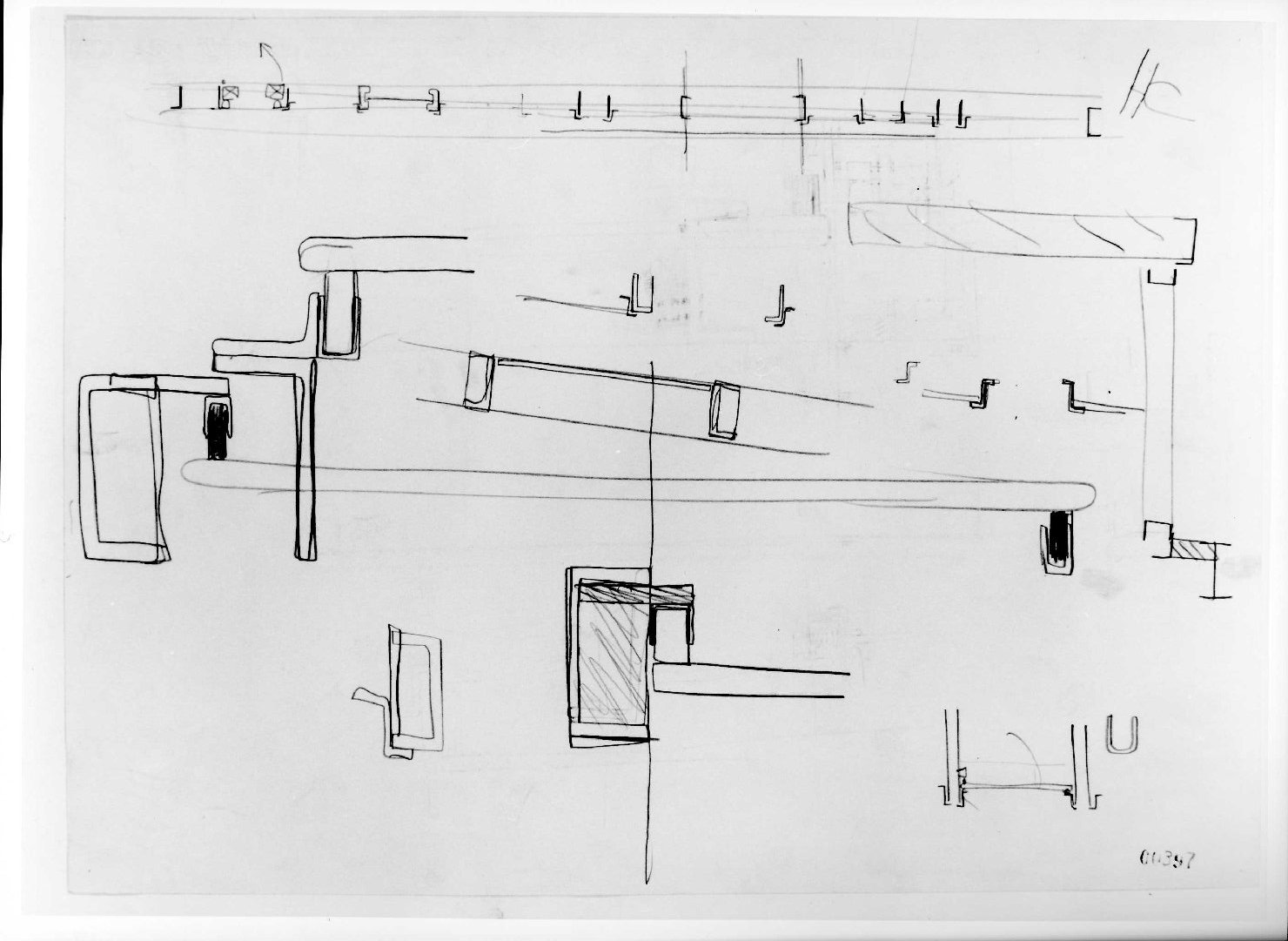 restauro dell'ala della Galleria del Museo di Castelvecchio di Verona (disegno preparatorio) di Scarpa Carlo (sec. XX)