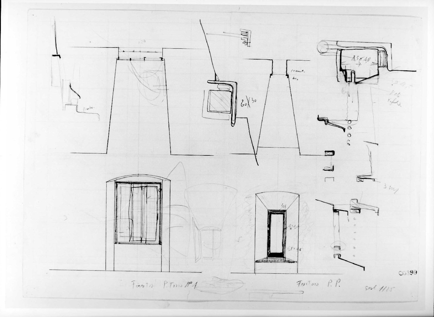 restauro dell'ala della Galleria del Museo di Castelvecchio di Verona (disegno preparatorio) di Scarpa Carlo (sec. XX)