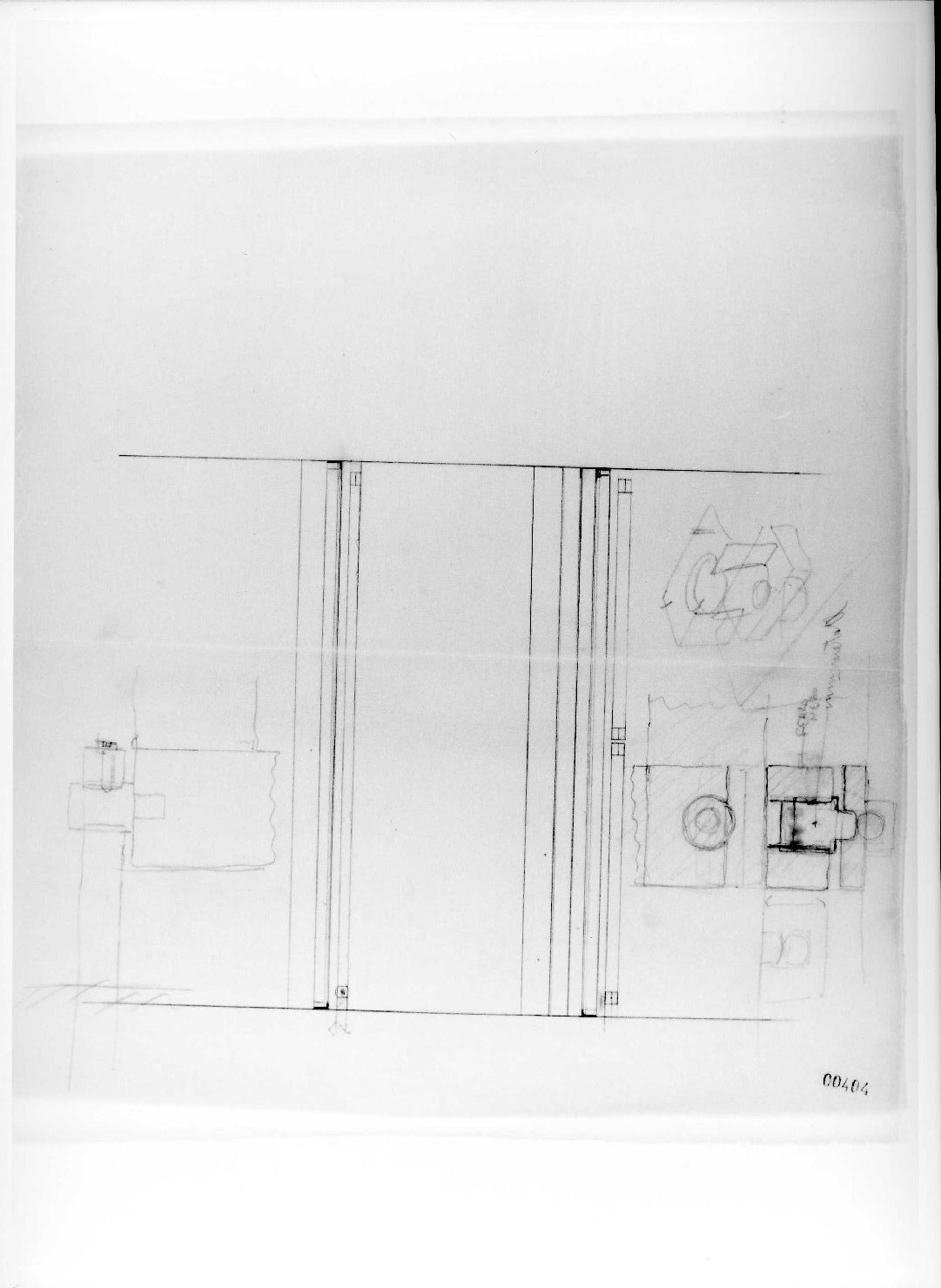 porta del Morbio, mastio e ala della Reggia del Museo di Castelvecchio di Verona (disegno preparatorio) di Scarpa Carlo (sec. XX)