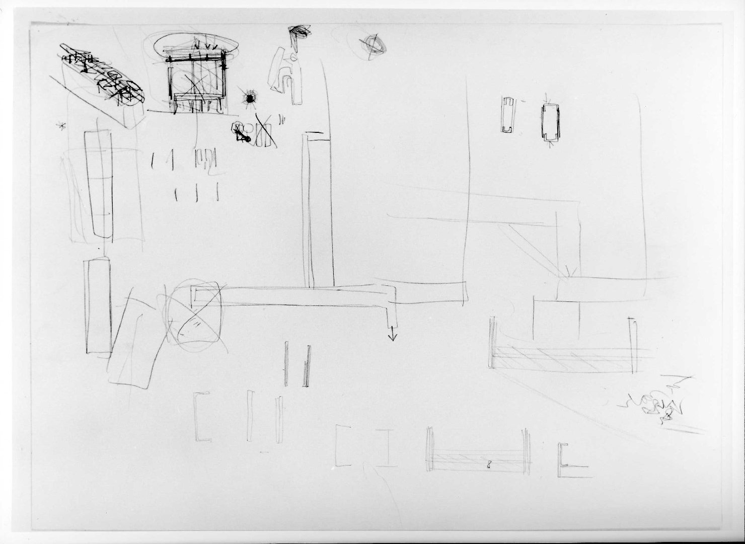 restauro dell'ala della Galleria del Museo di Castelvecchio di Verona (disegno preparatorio) di Scarpa Carlo (sec. XX)