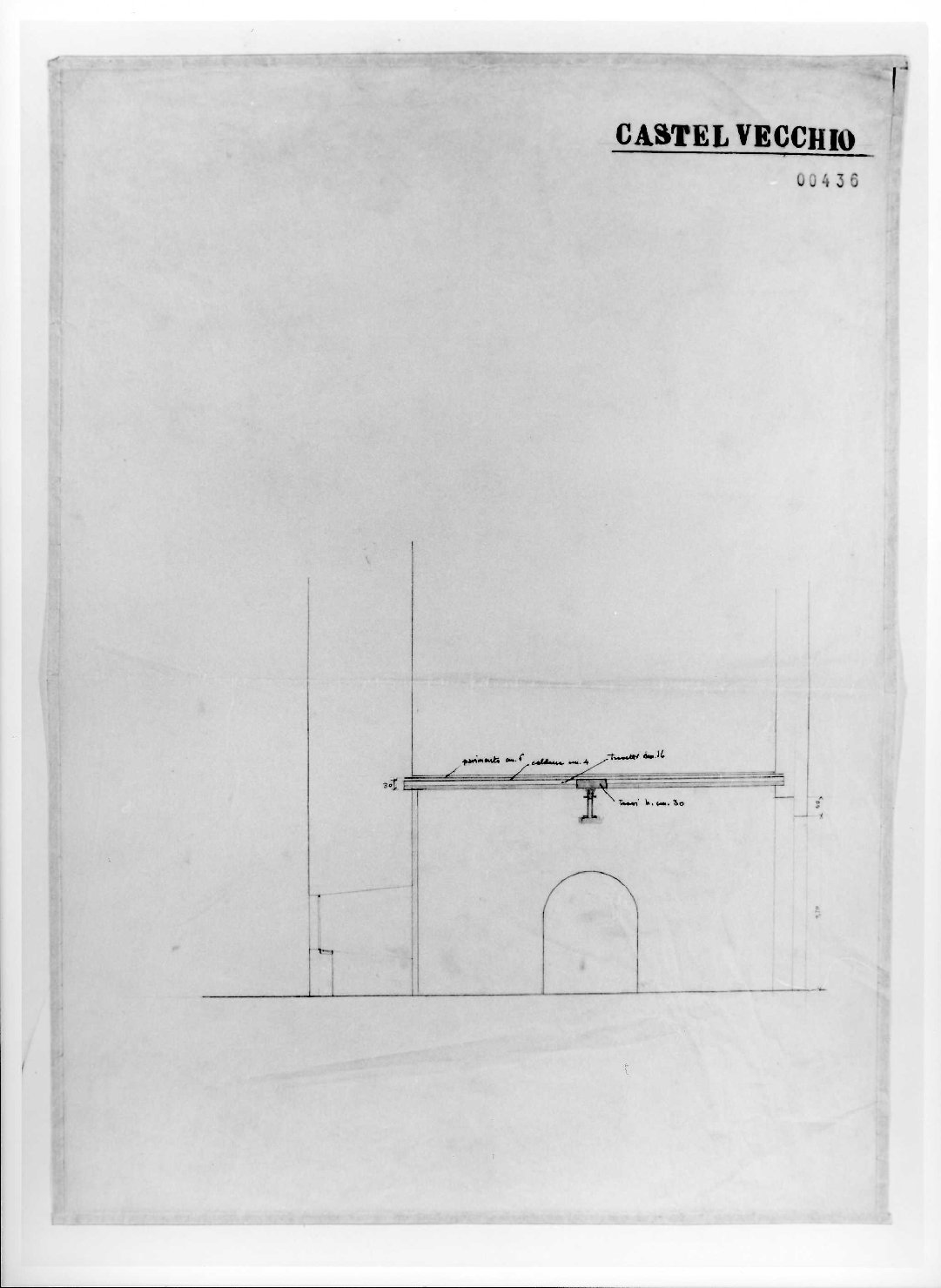 ala orientale del Museo di Castelvecchio di Verona (disegno preparatorio) di Scarpa Carlo (sec. XX)