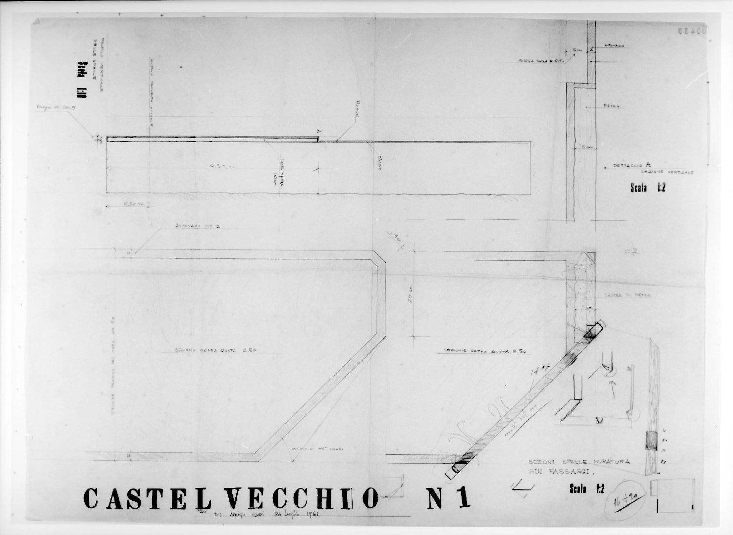 restauro dell'ala della Galleria del Museo di Castelvecchio di Verona (disegno) di Rudi Arrigo (sec. XX)