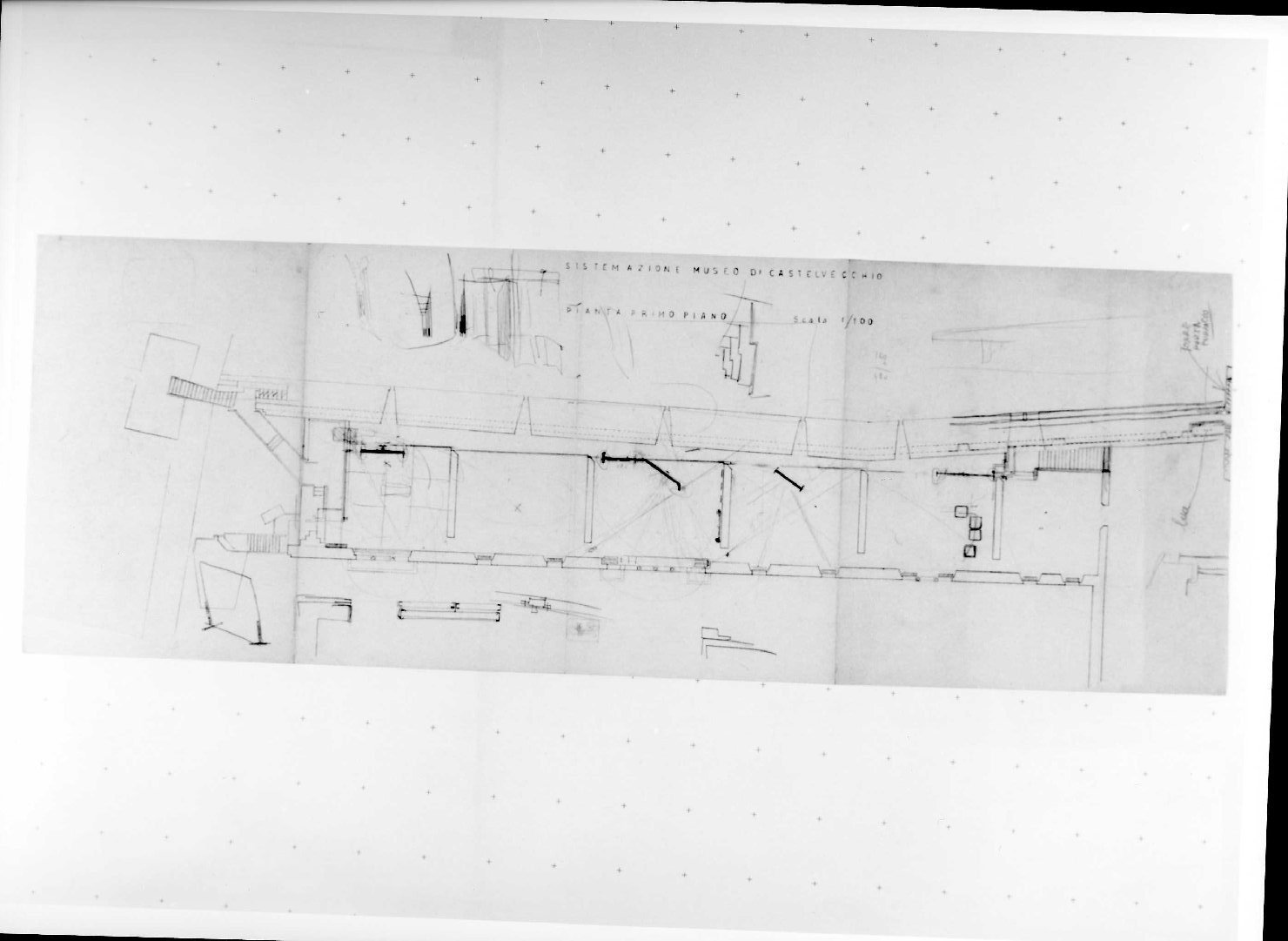 allestimento dell'ala della Galleria del Museo di Castelvecchio di Verona (disegno) di Scarpa Carlo (sec. XX)