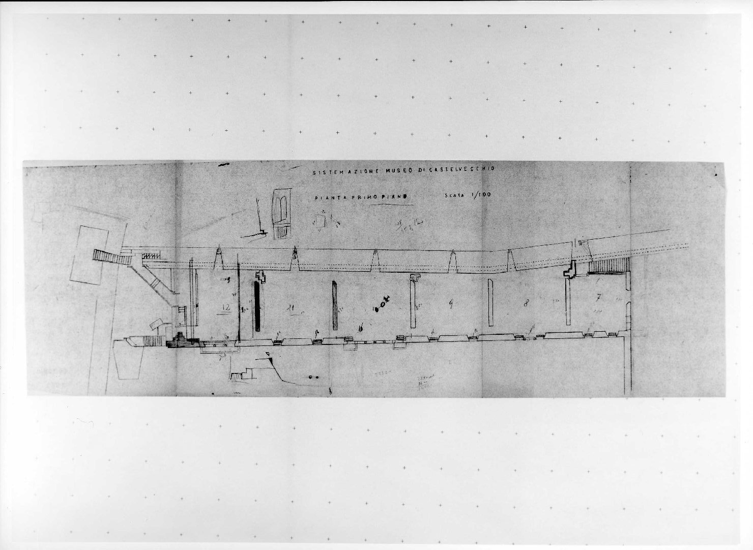 restauro dell'ala della Galleria del Museo di Castelvecchio di Verona (disegno) di Scarpa Carlo (sec. XX)
