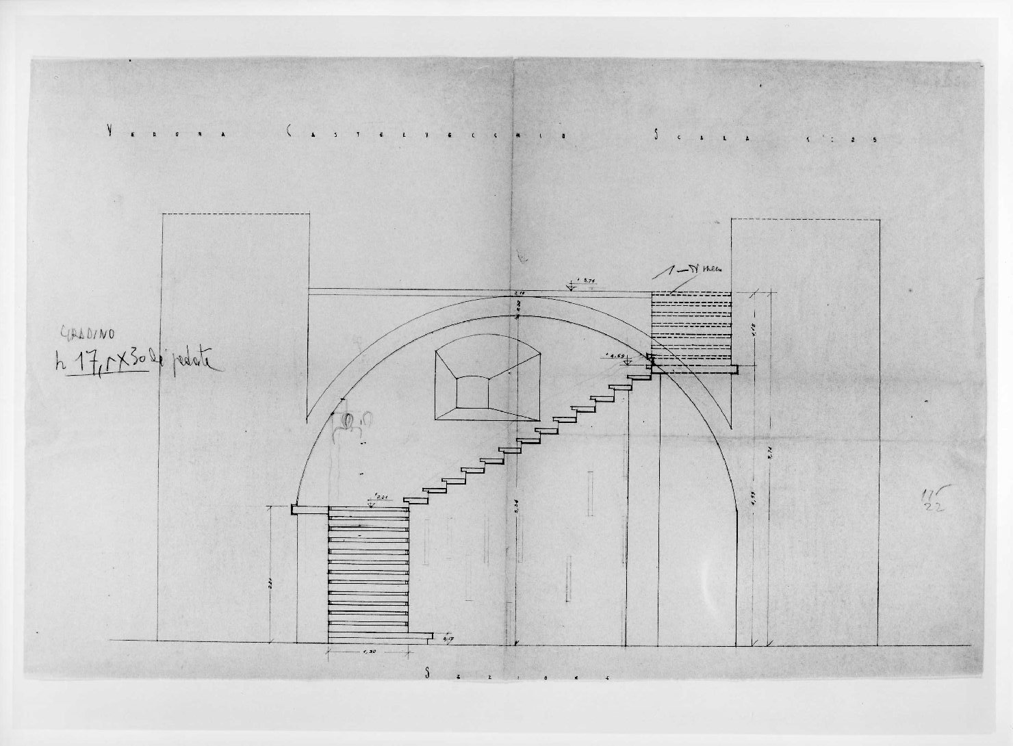 porta del Morbio, mastio e ala della Reggia del Museo di Castelvecchio di Verona (disegno preparatorio) di Scarpa Carlo (sec. XX)