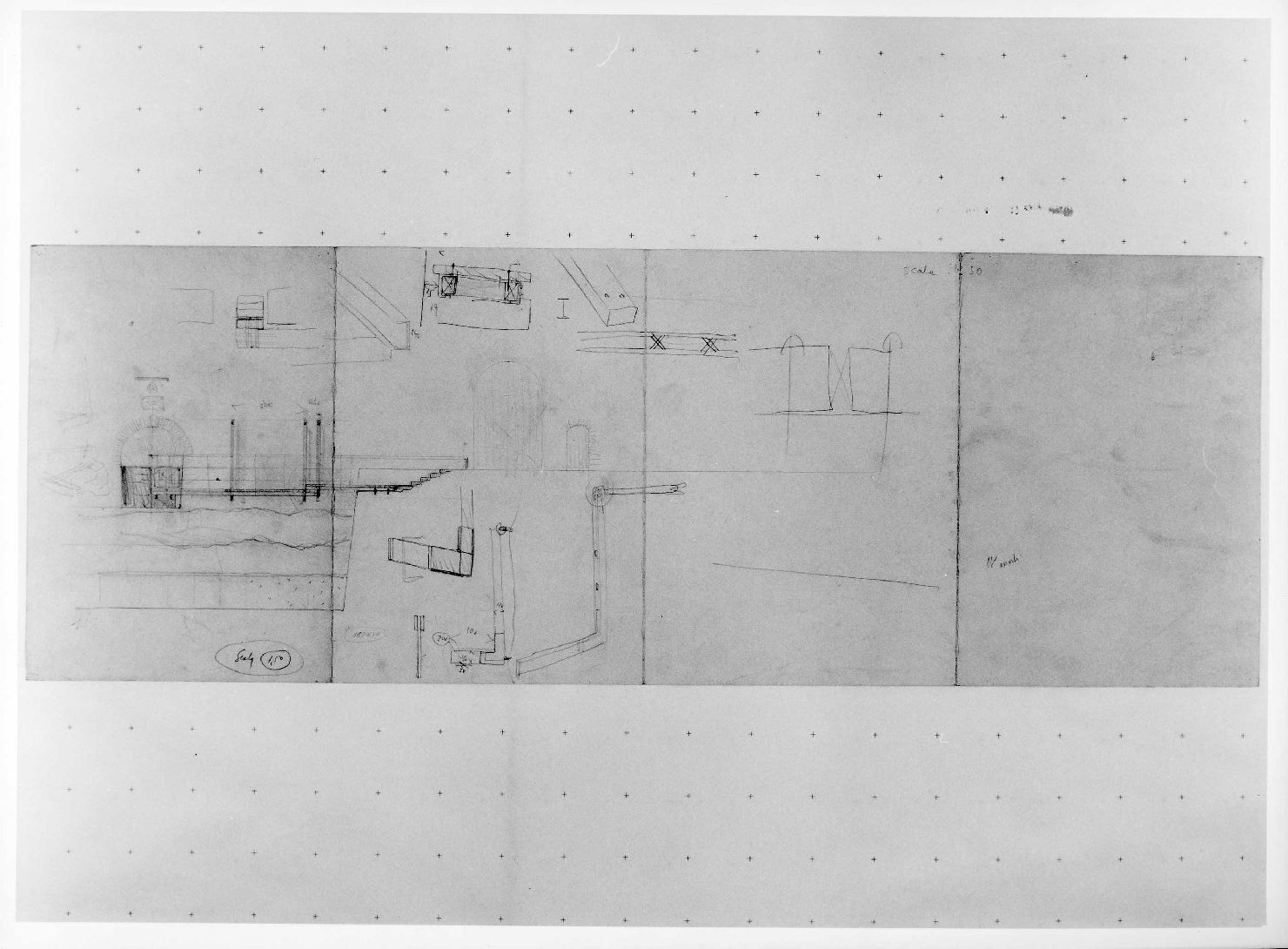 corte e giardino del Museo di Castelvecchio di Verona (disegno) di Scarpa Carlo (sec. XX)