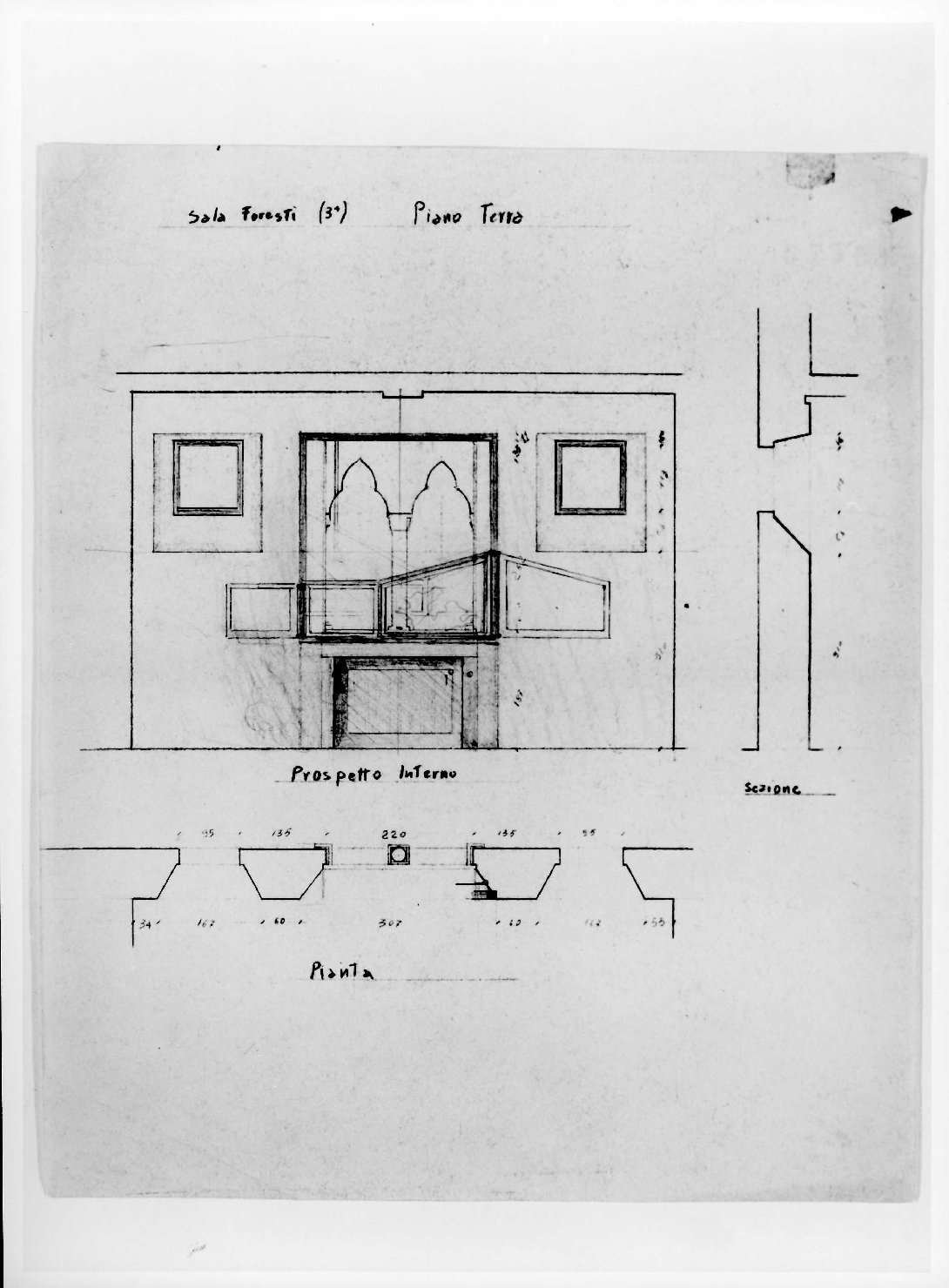 restauro dell'ala della Galleria del Museo di Castelvecchio di Verona (disegno) di Scarpa Carlo, Rudella Angelo (sec. XX)