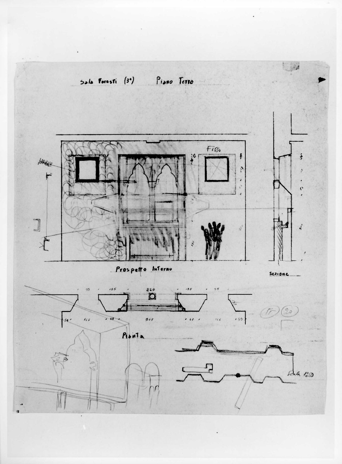 restauro dell'ala della Galleria del Museo di Castelvecchio di Verona (disegno) di Scarpa Carlo, Rudella Angelo (sec. XX)