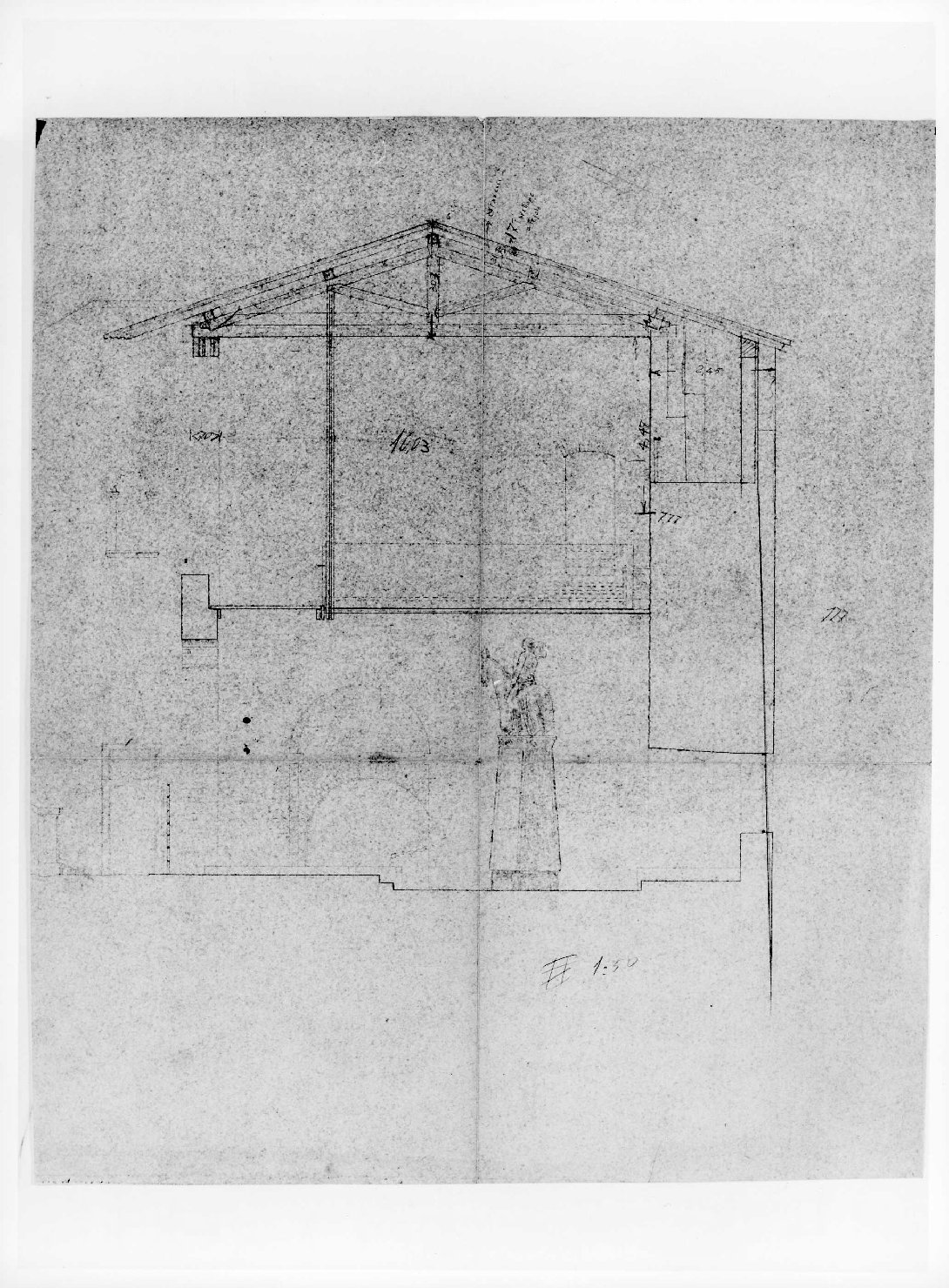 statua equestre di Cangrande I della Scala al Museo di Castelvecchio di Verona (disegno) di Scarpa Carlo, Rudella Angelo (sec. XX)