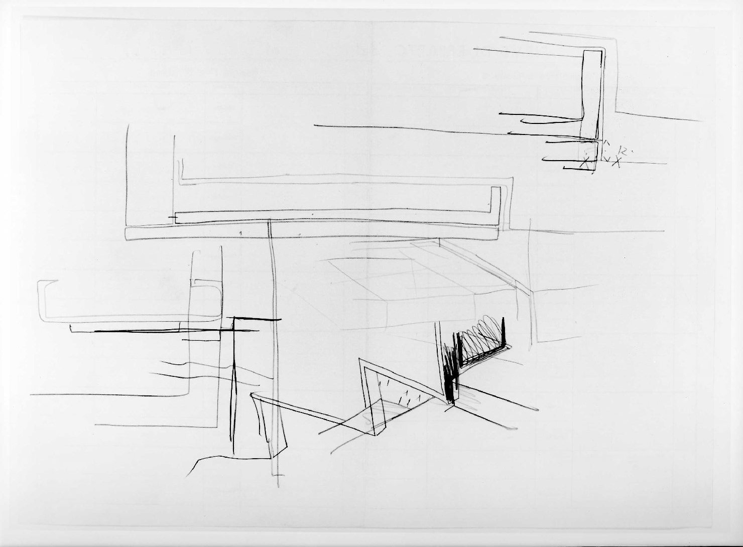 sala di entrata-uscita del Museo di Castelvecchio di Verona (disegno preparatorio) di Scarpa Carlo (sec. XX)