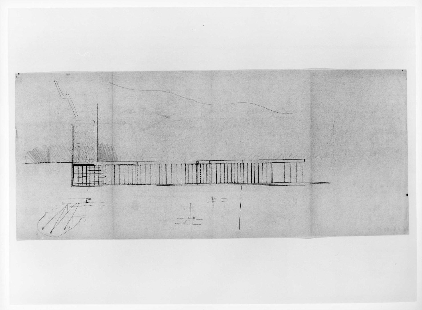 corte e giardino del Museo di Castelvecchio di Verona (disegno) di Scarpa Carlo (sec. XX)
