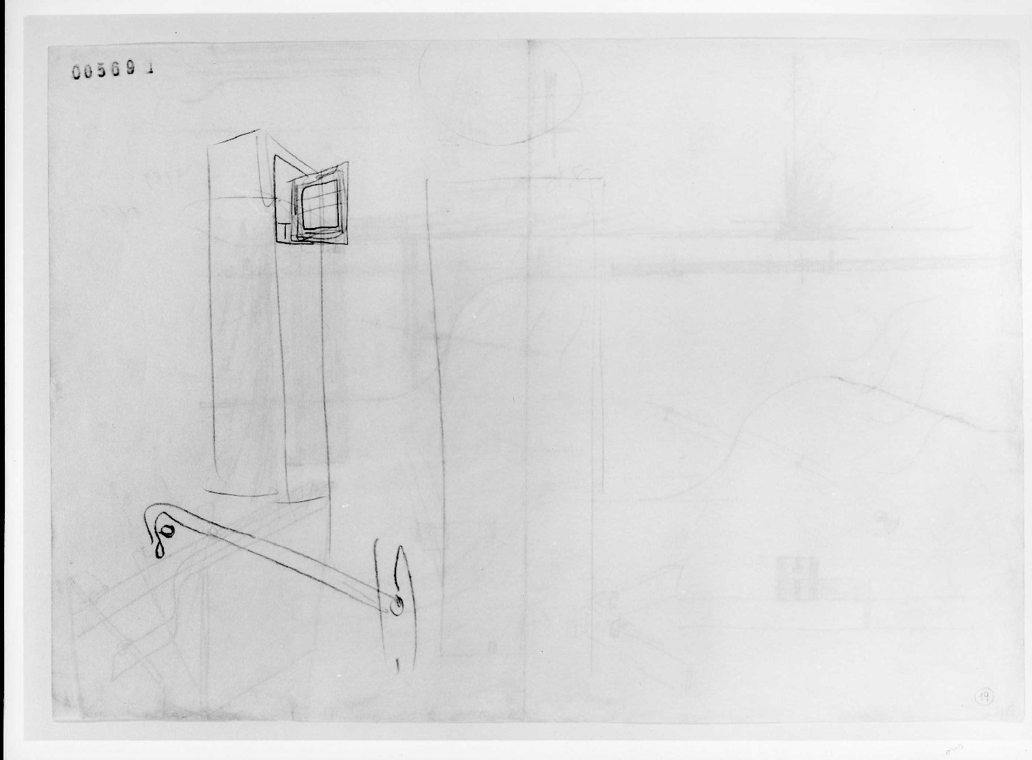 restauro dell'ala della Galleria del Museo di Castelvecchio di Verona (disegno preparatorio) di Scarpa Carlo (sec. XX)