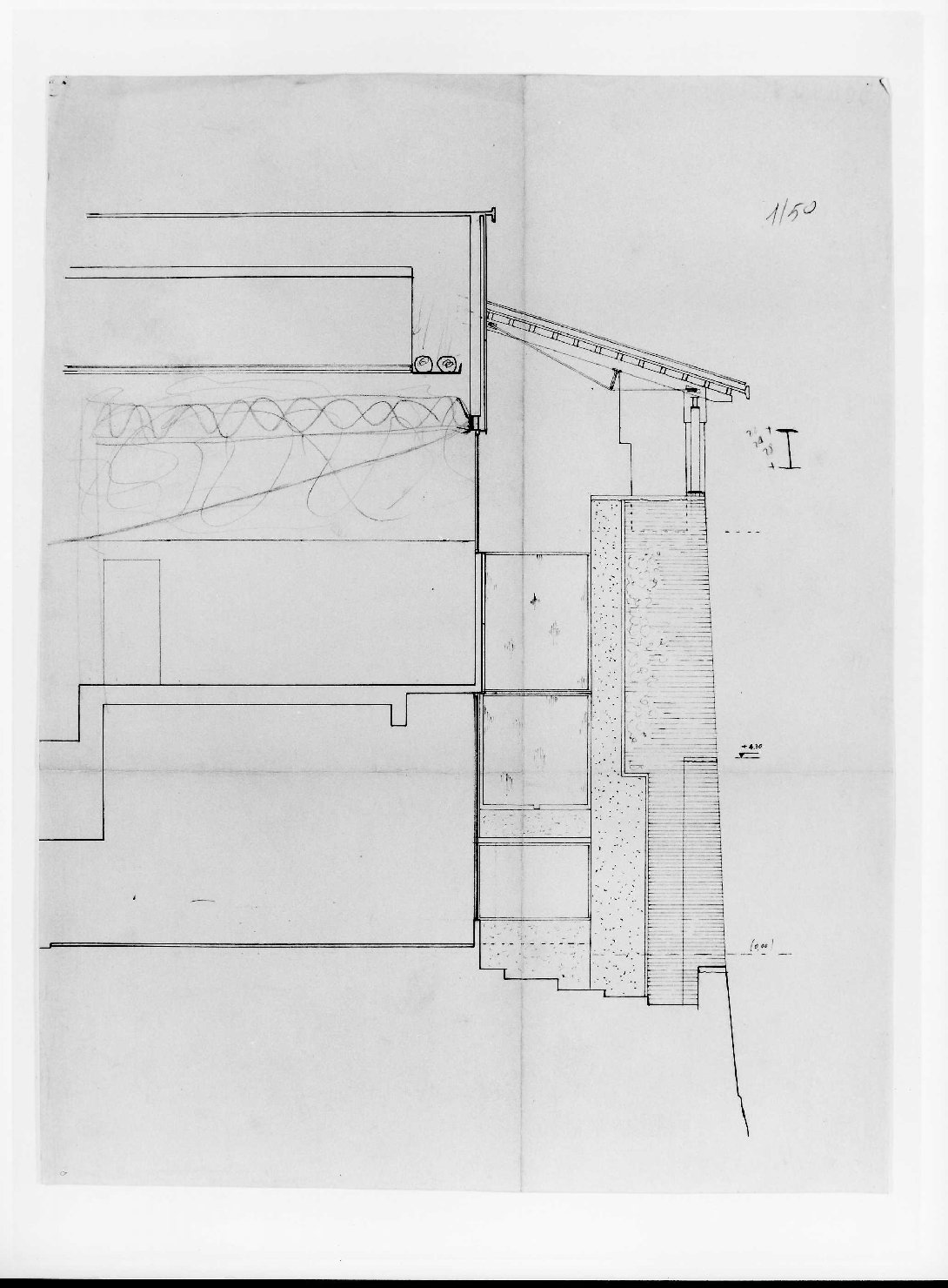 ala orientale del Museo di Castelvecchio di Verona (disegno preparatorio) di Scarpa Carlo, Rudella Angelo (sec. XX)
