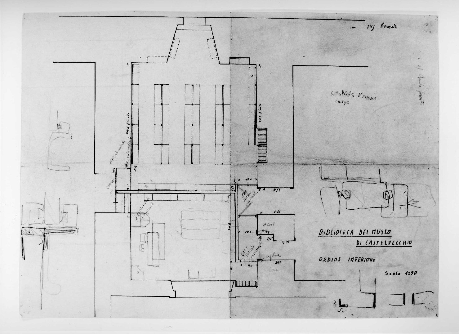ala orientale del Museo di Castelvecchio di Verona (disegno) di Scarpa Carlo, Rudella Angelo (sec. XX)