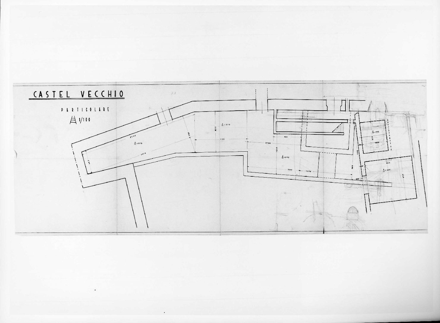 corte e giardino del Museo di Castelvecchio di Verona (disegno) di Scarpa Carlo (sec. XX)