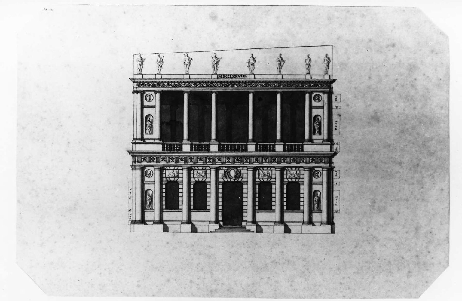 seminario vescovile a Verona (disegno, serie) di Calderari Ottone Maria (sec. XVIII)