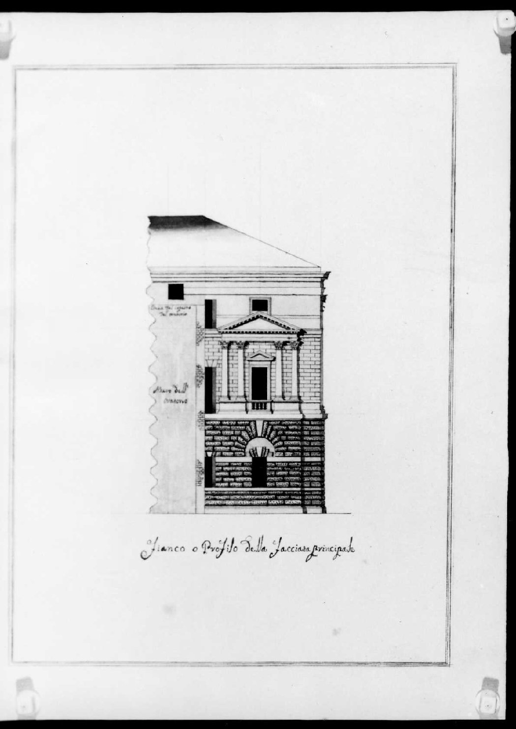 prospetto di edificio (disegno, serie) di Calderari Ottone Maria (attribuito) (seconda metà sec. XVIII)