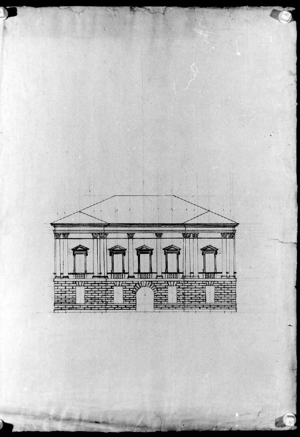 prospetto di edificio (disegno) di Calderari Ottone Maria (attribuito) (seconda metà sec. XVIII)