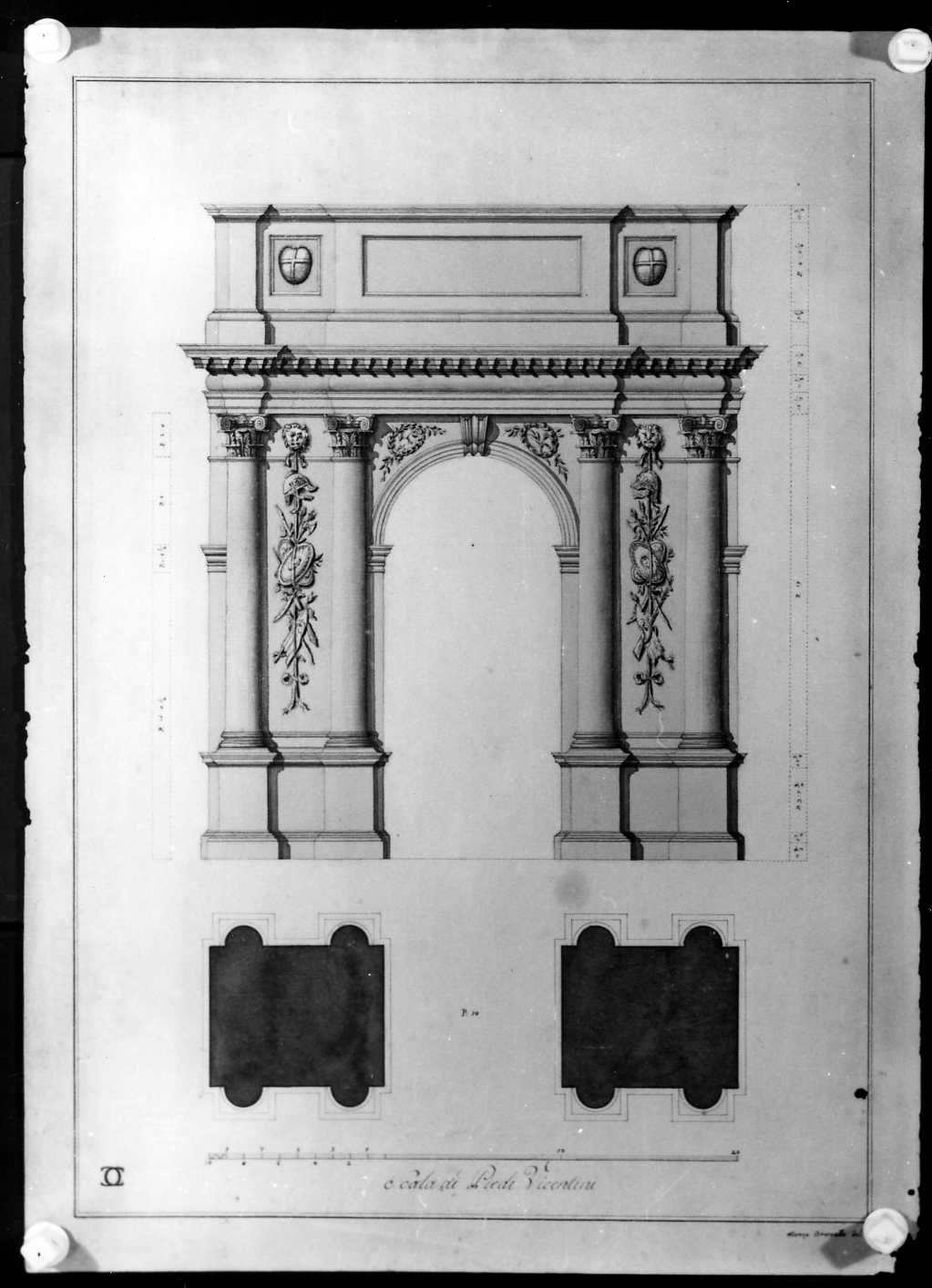 arco trionfale (disegno, serie) di Brunello Vincenzo (sec. XIX)