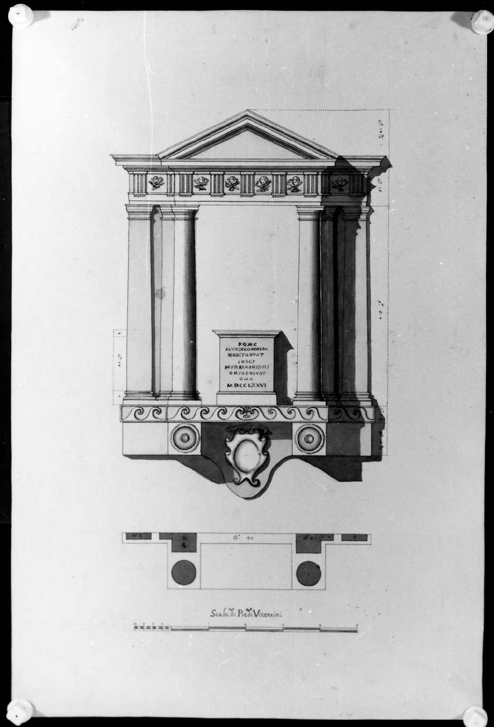 edicola funeraria (disegno) di Calderari Ottone Maria (sec. XVIII)