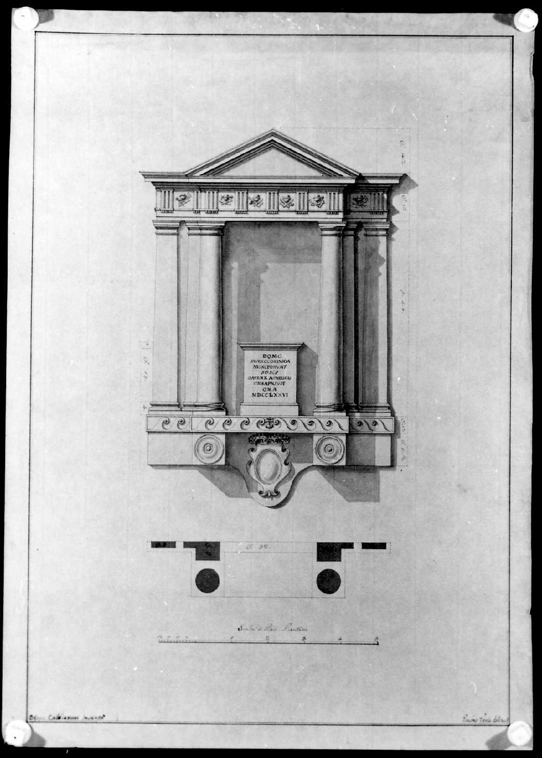 edicola funeraria (disegno) di Verda Giacomo (sec. XVIII)