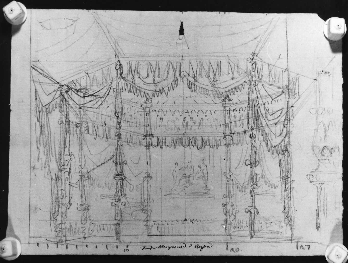Tenda magazzino di Anjon, padiglione a tenda (disegno) di Picutti Bartolomeo (sec. XIX)