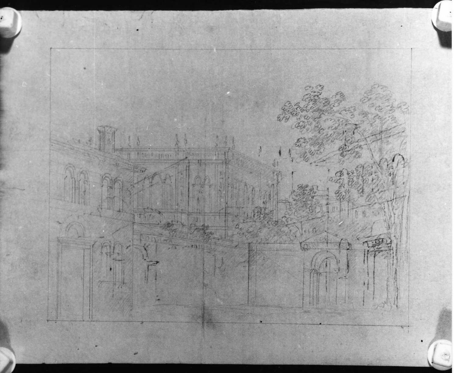 veduta di palazzo (disegno) di Picutti Giovanni (sec. XIX)