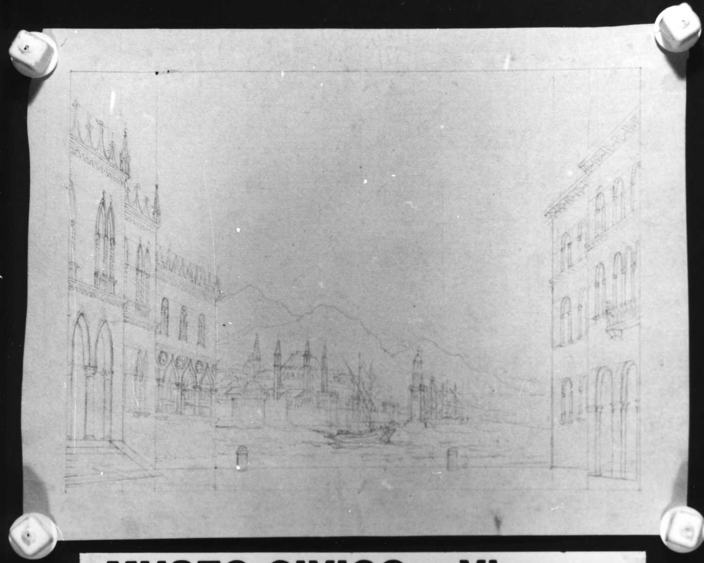 veduta di porto (disegno) di Picutti Giovanni (sec. XIX)