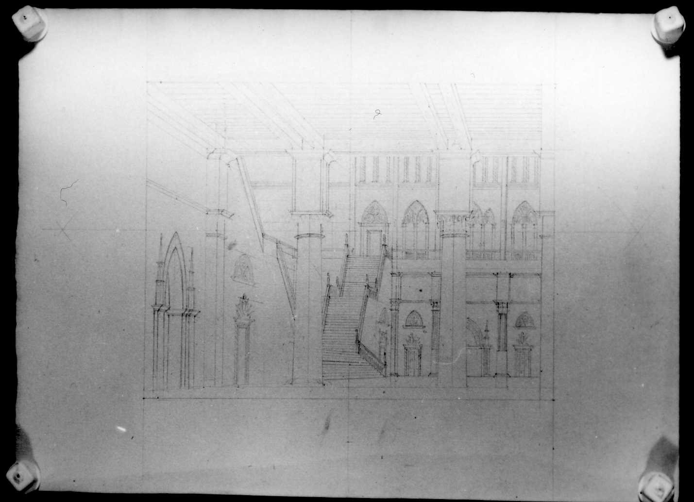 interno di palazzo (disegno) di Picutti Bartolomeo (sec. XIX)