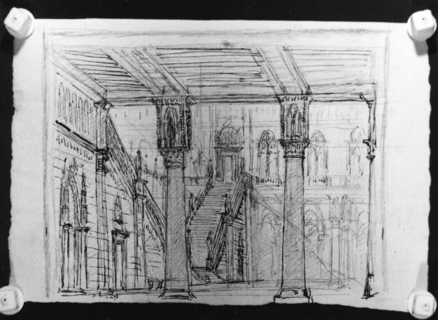 interno di palazzo (disegno) di Picutti Bartolomeo (sec. XIX)
