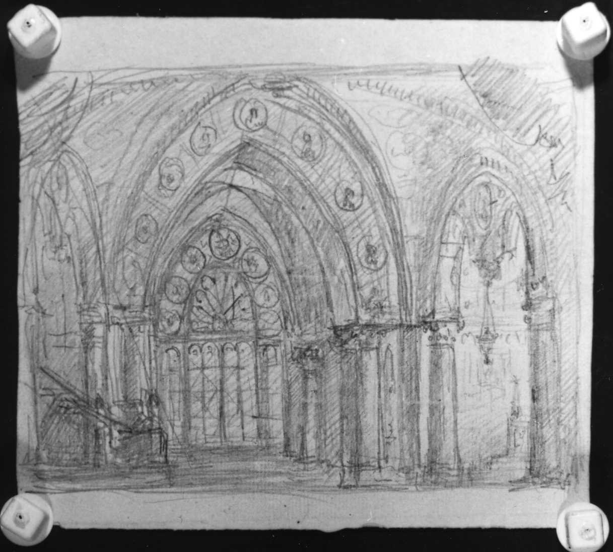 interno di palazzo (disegno) di Picutti Bartolomeo (sec. XIX)