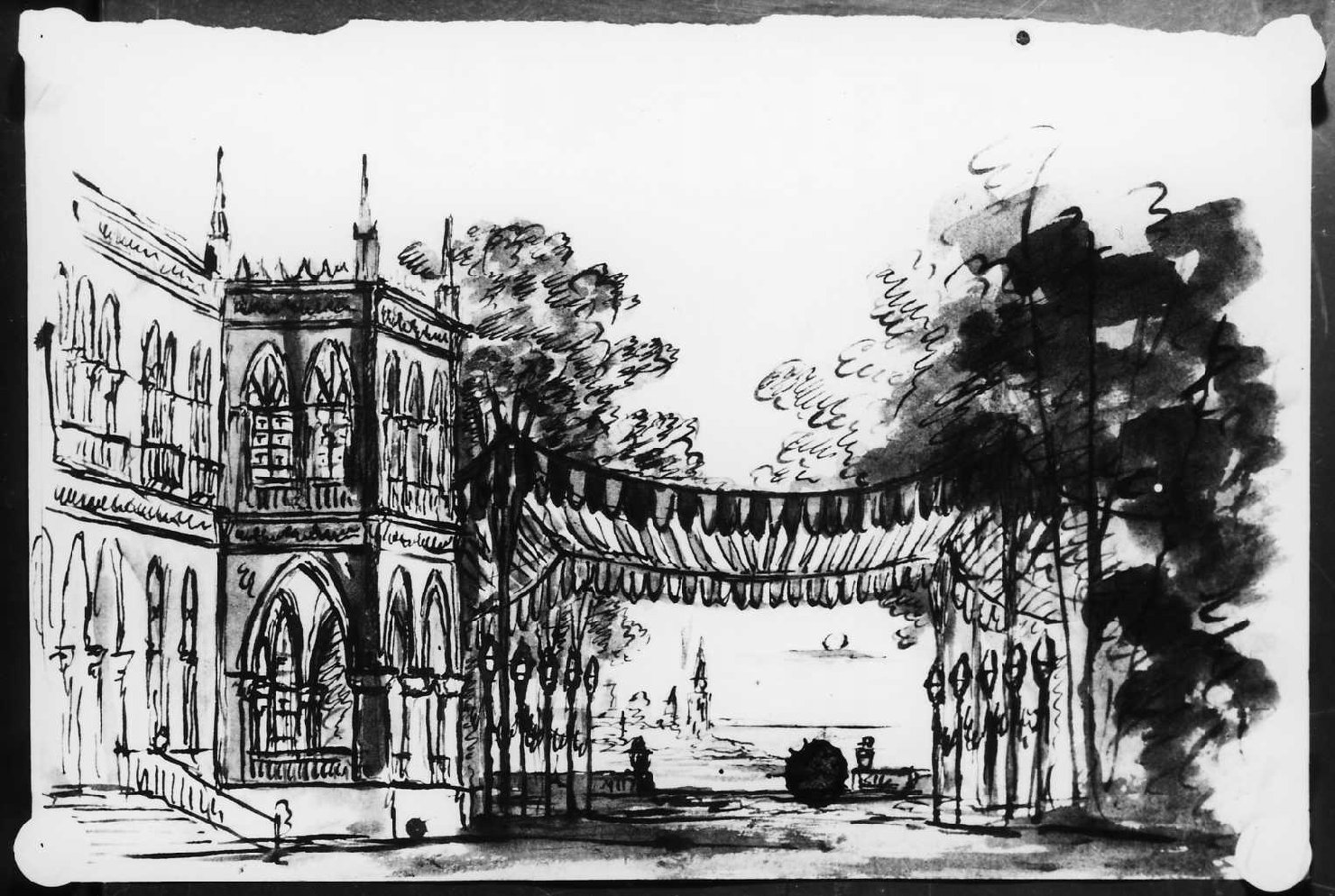 veduta di un palazzo (disegno) di Picutti Bartolomeo (sec. XIX)