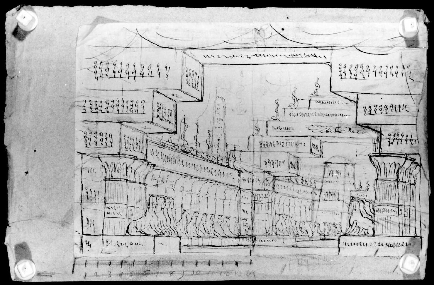 scenografia teatrale (disegno) di Picutti Bartolomeo (sec. XIX)