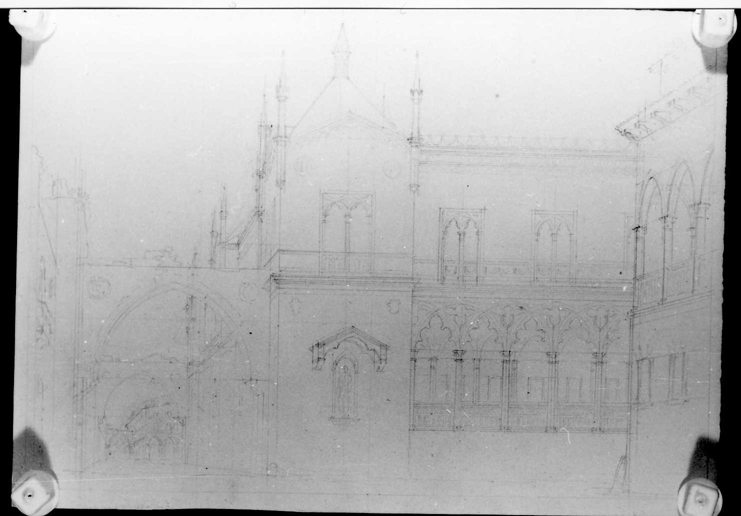 veduta di un palazzo (disegno) di Picutti Giovanni (sec. XIX)