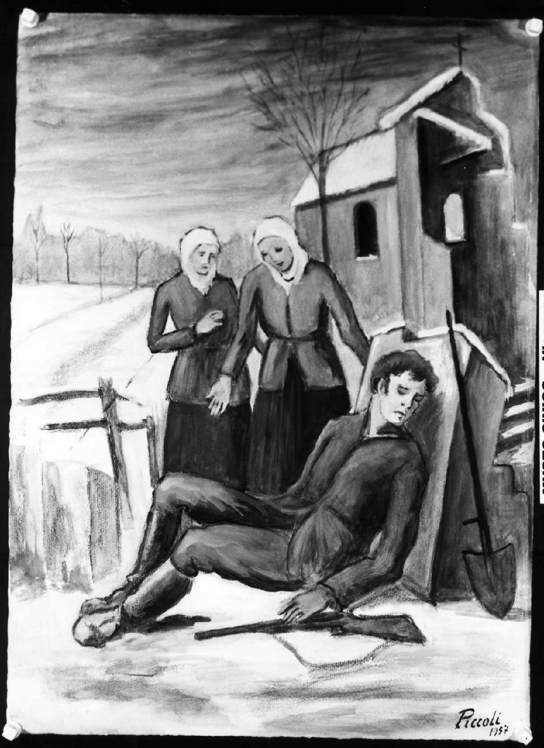 episodio di guerra (disegno) di Piccoli Domenico Stanislao (sec. XX)