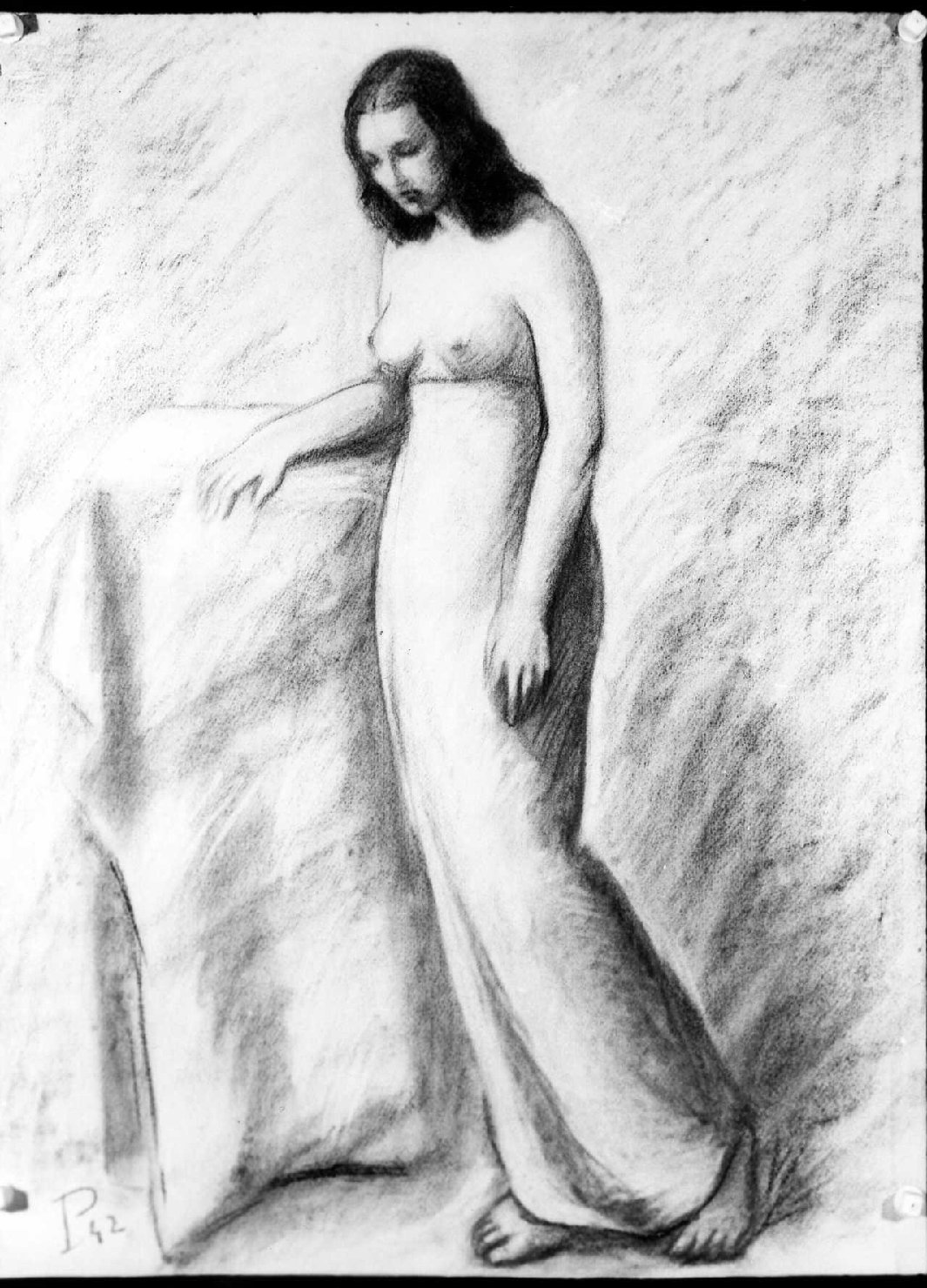 figura femminile nuda (disegno) di Piccoli Domenico Stanislao (sec. XX)