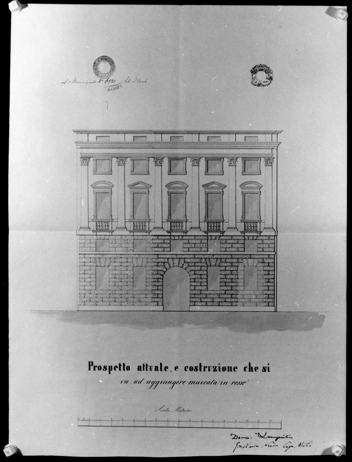 palazzo Lampertico a Vicenza (disegno) di Negrin Giovanni Maria detto Quartesin (sec. XIX)