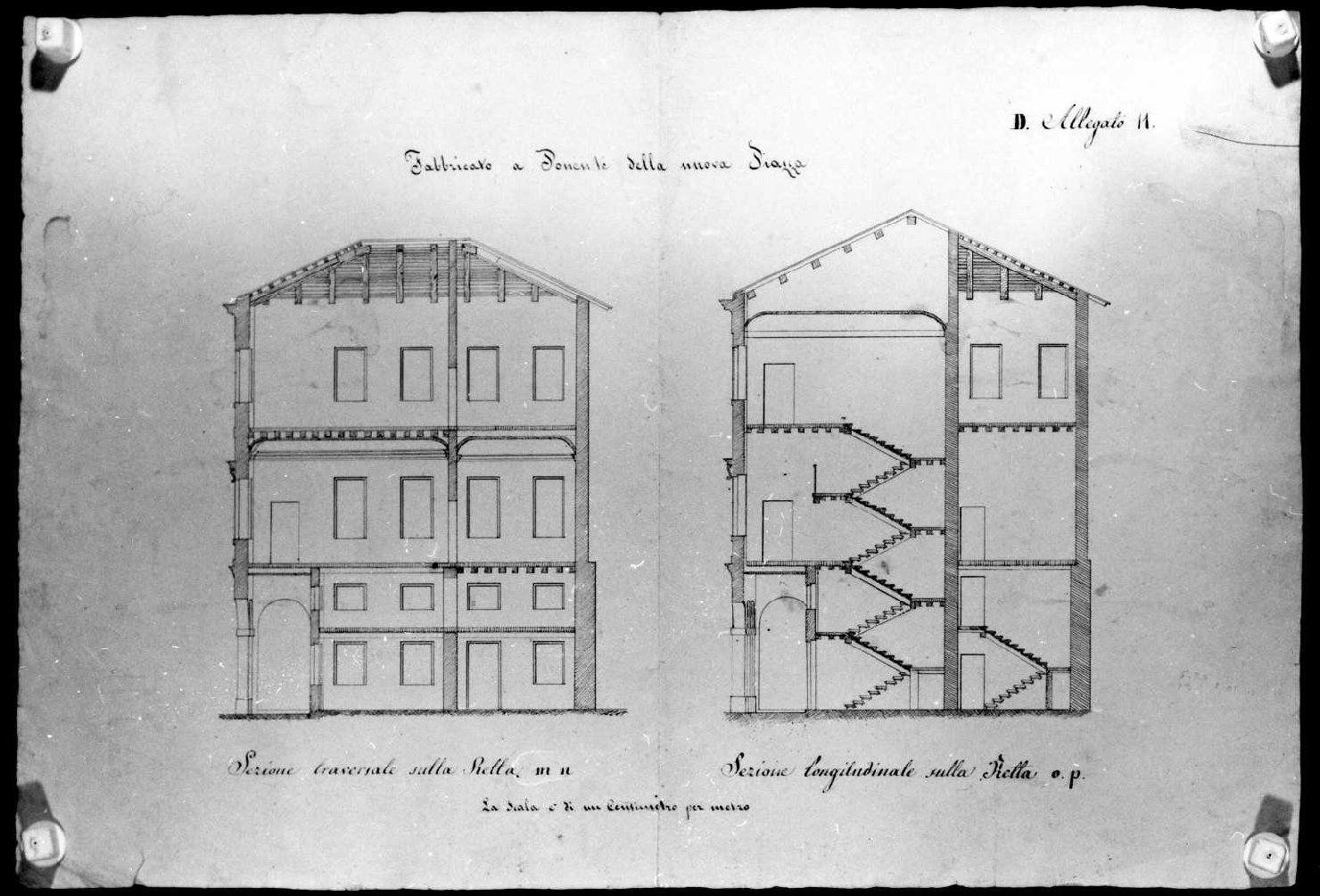 sezioni di edificio (disegno) di Saccardo Luigi, Lucchini Giovanni (sec. XIX)