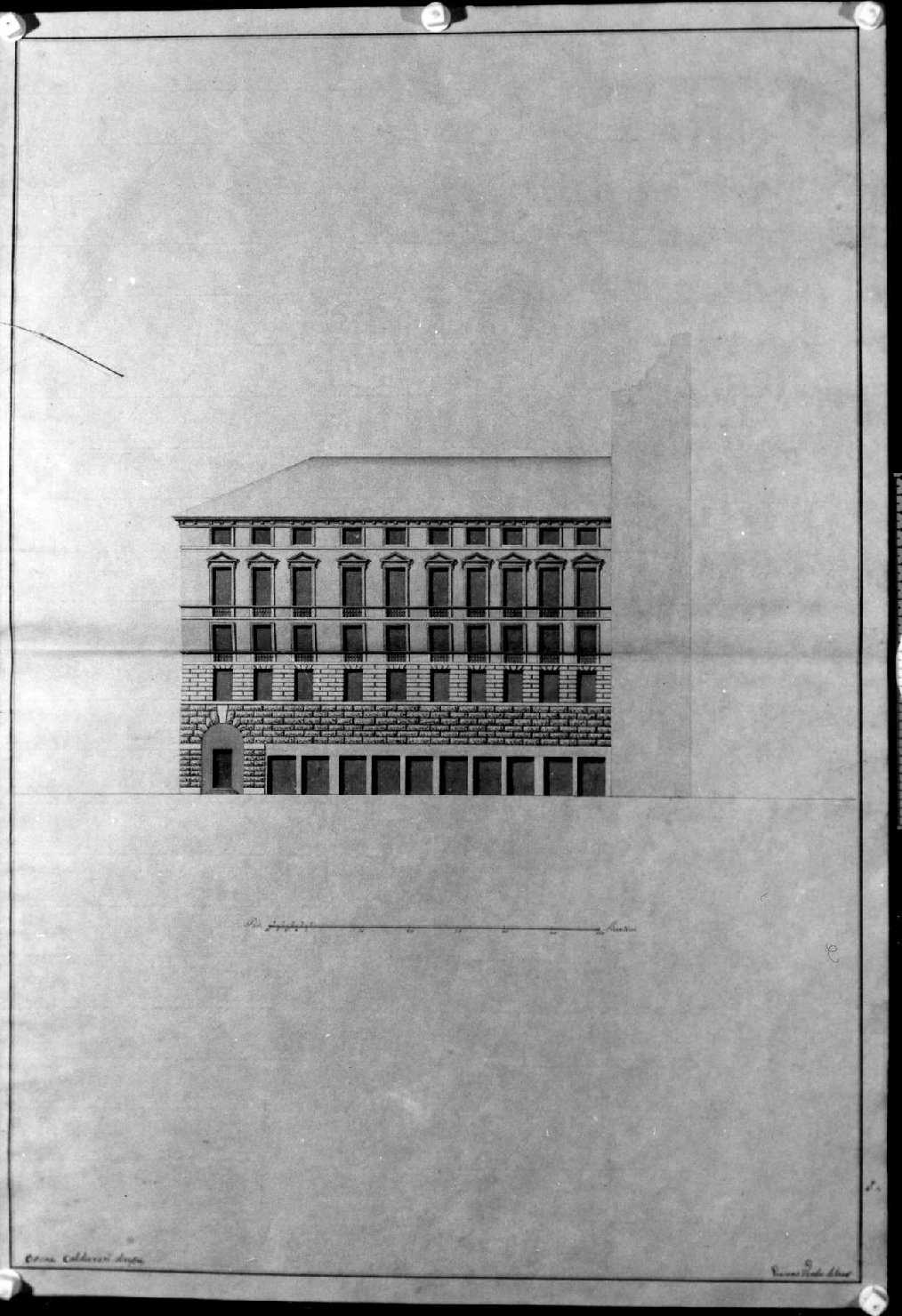 palazzo di Giustizia a Vicenza (disegno, serie) di Calderari Ottone Maria (e aiuti), Verda Giacomo (sec. XVIII)