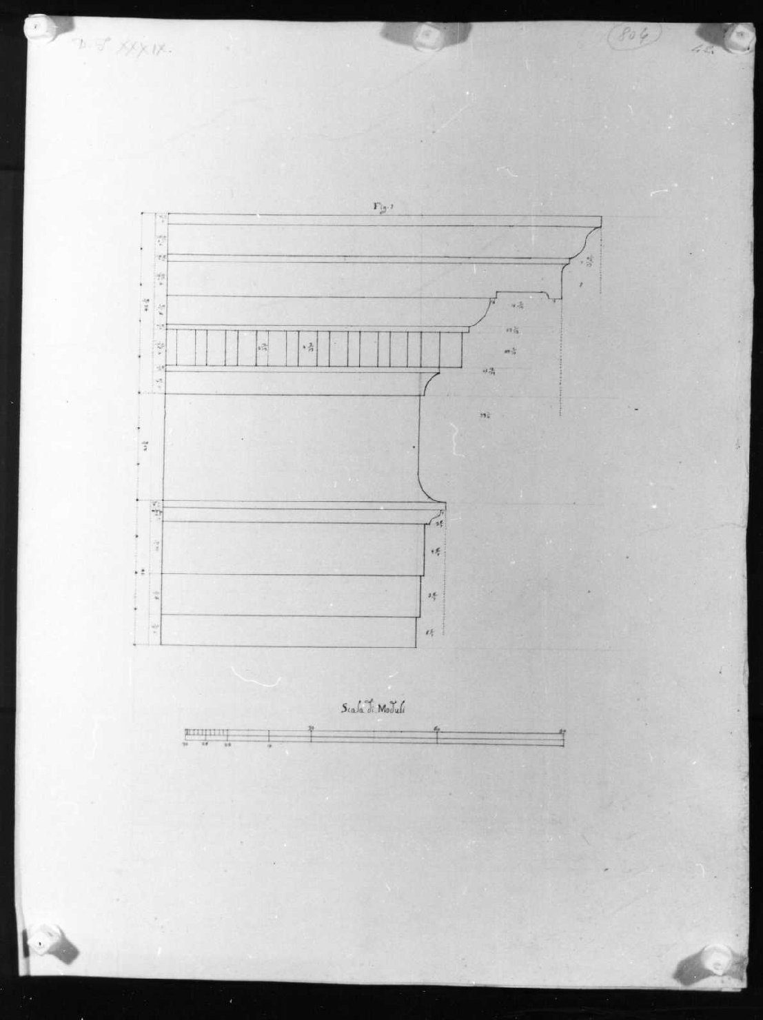 elementi architettonici (disegno, serie) di Calderari Ottone Maria (seconda metà sec. XVIII)