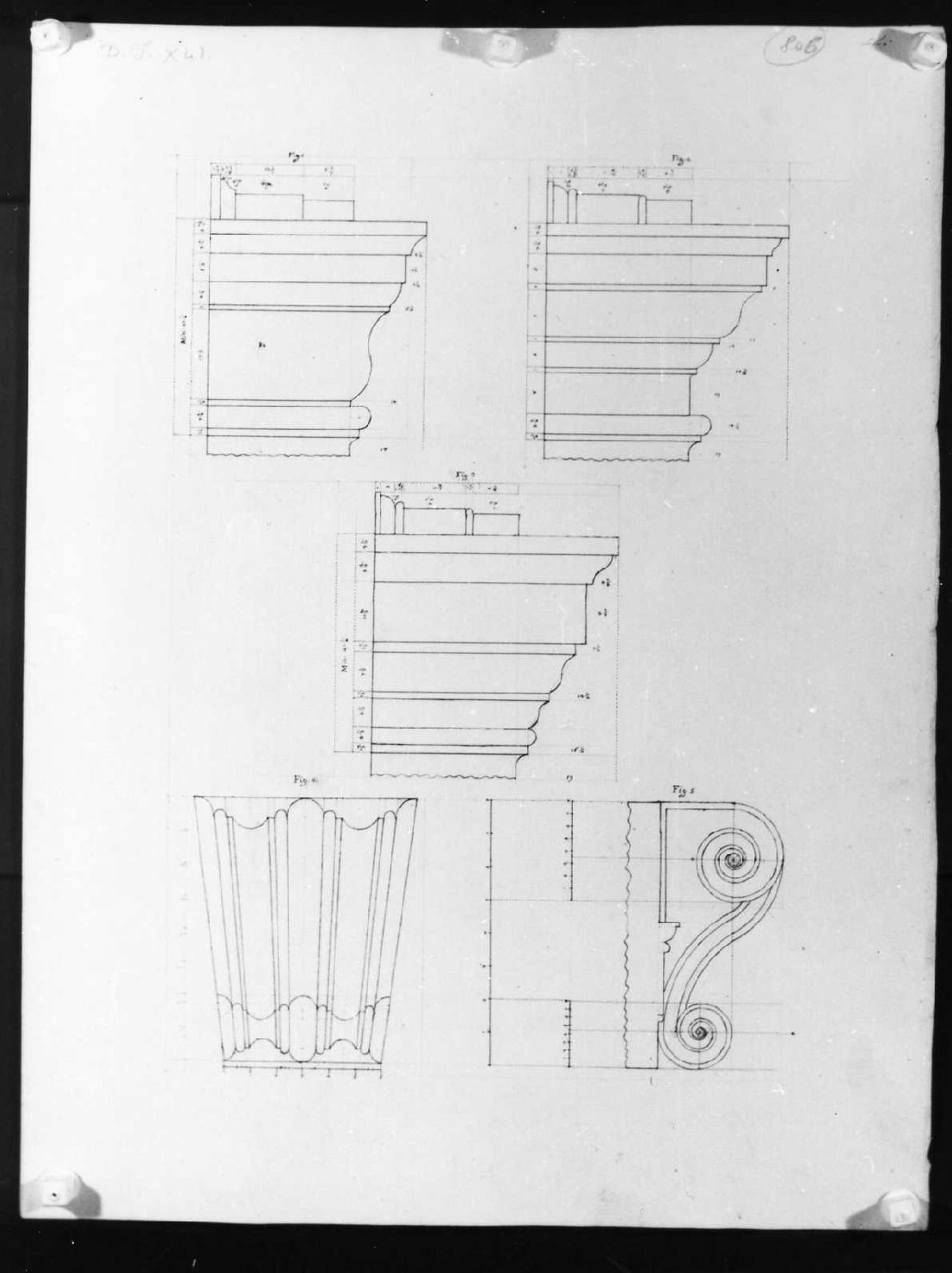 elementi architettonici (disegno, serie) di Calderari Ottone Maria (seconda metà sec. XVIII)