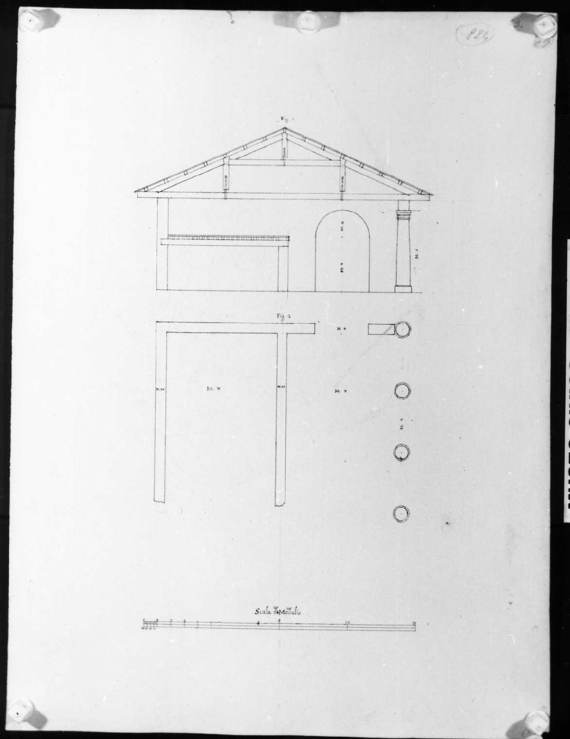 elementi architettonici (disegno, serie) di Calderari Ottone Maria (seconda metà sec. XVIII)