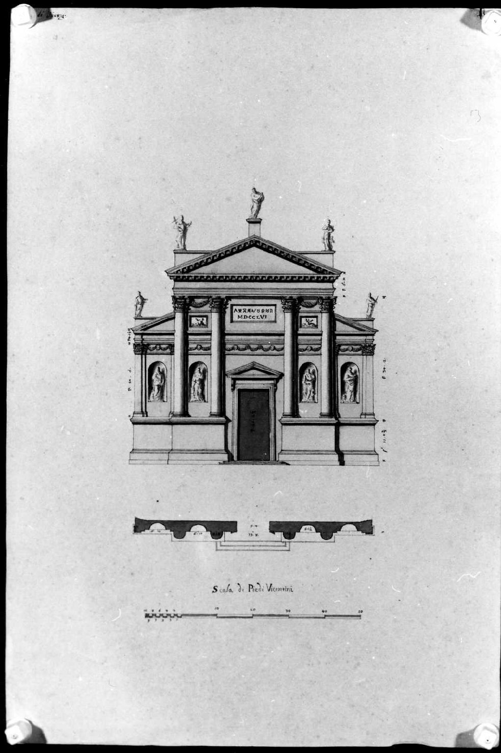 chiesa degli Scalzi a Vicenza (disegno) di Calderari Ottone Maria (sec. XVIII)