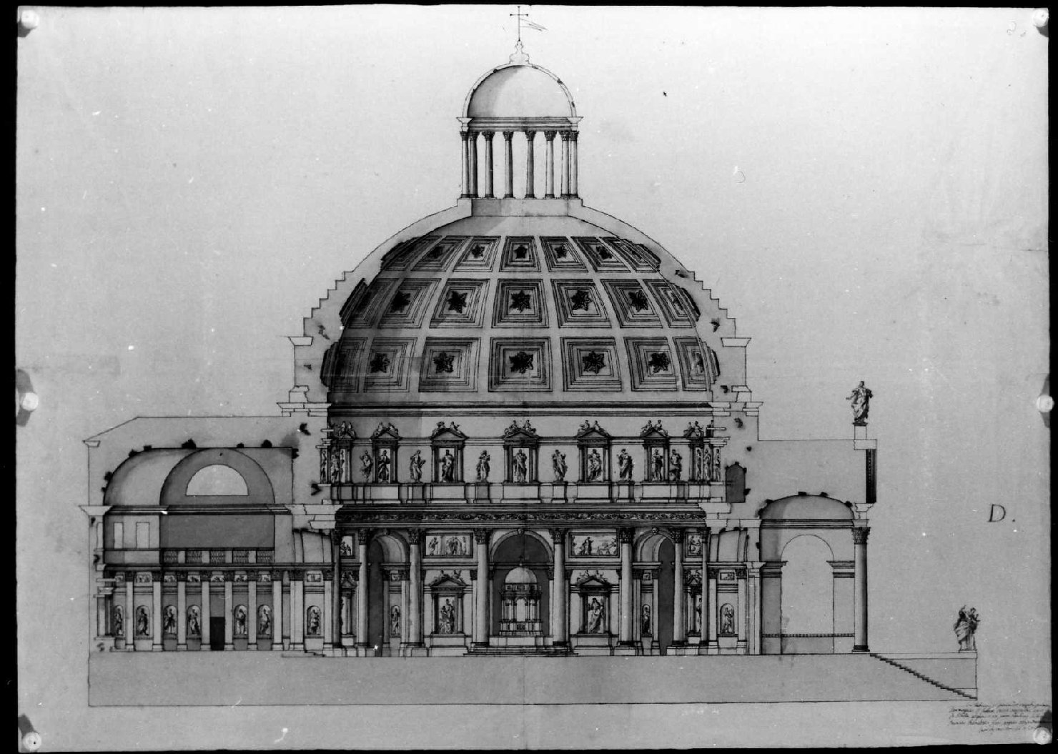 tempio rotondo (disegno, serie) di Calderari Ottone Maria (sec. XVIII)