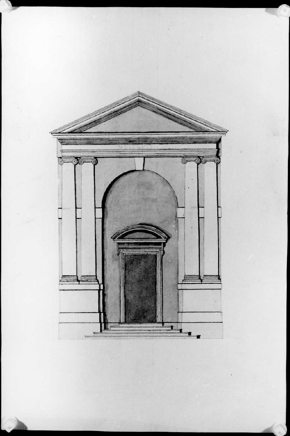 prospetto di edificio (disegno, serie) di Calderari Ottone Maria (sec. XVIII)