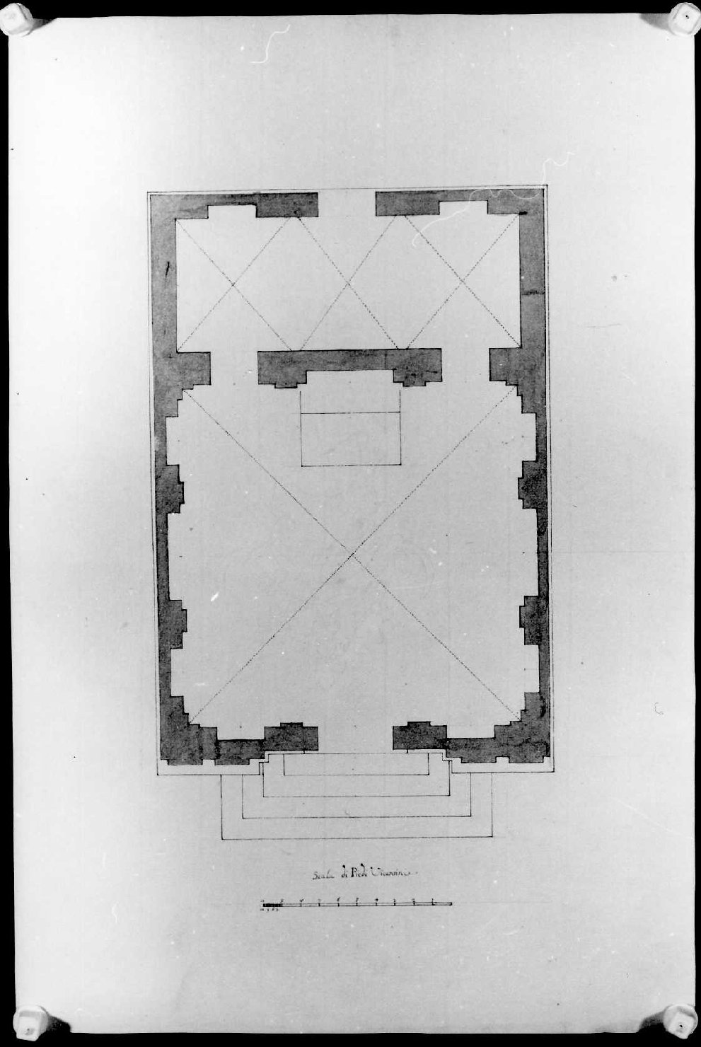 pianta di edificio (disegno, serie) di Calderari Ottone Maria (sec. XVIII)