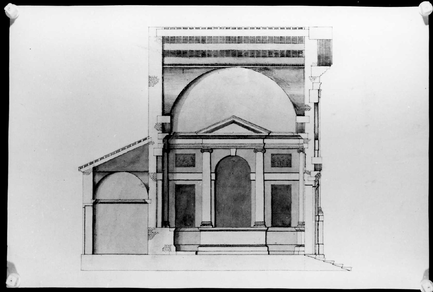 sezione di edificio (disegno, serie) di Calderari Ottone Maria (sec. XVIII)