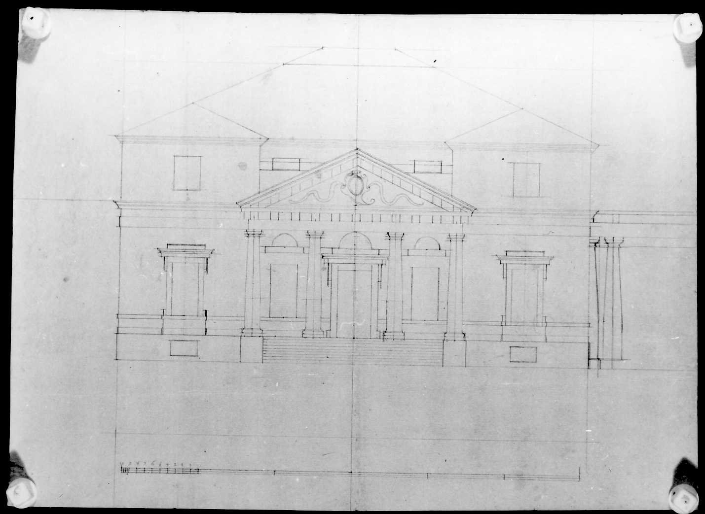 prospetto di edificio (disegno, serie) di Calderari Ottone Maria (sec. XVIII)