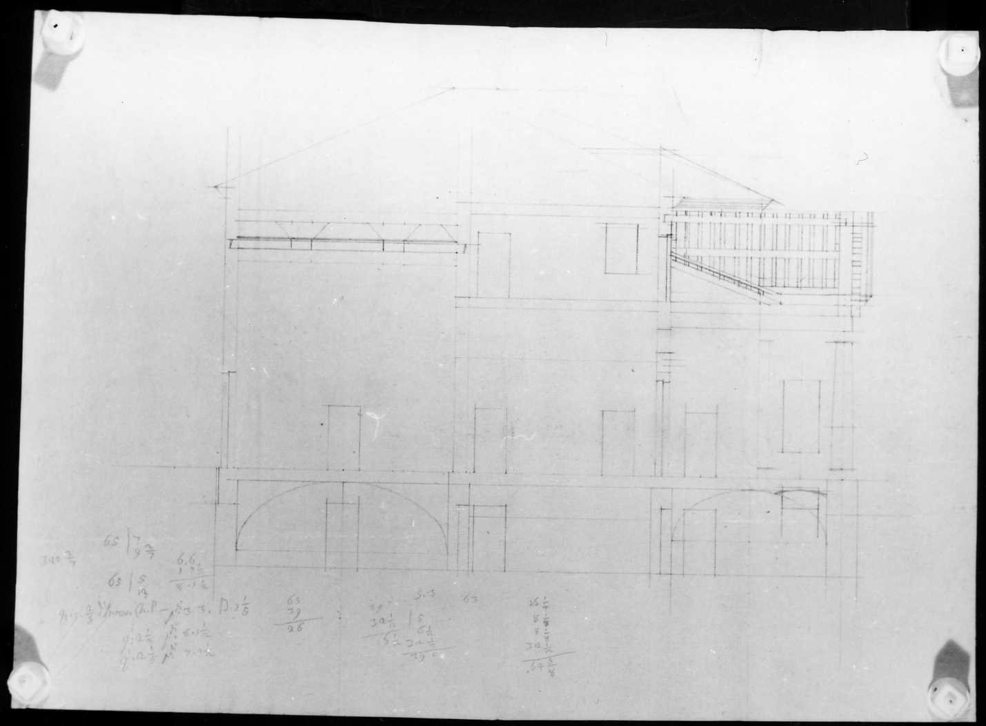 sezione di edificio (disegno, serie) di Calderari Ottone Maria (sec. XVIII)