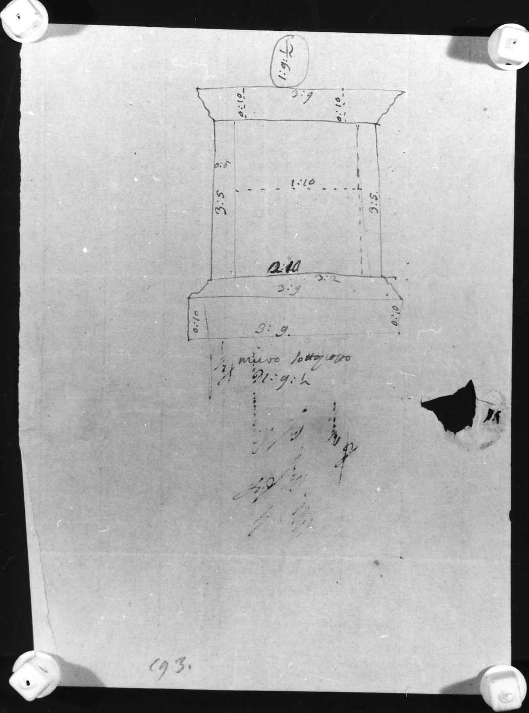 basamento (disegno) di Calderari Ottone Maria (sec. XVIII)